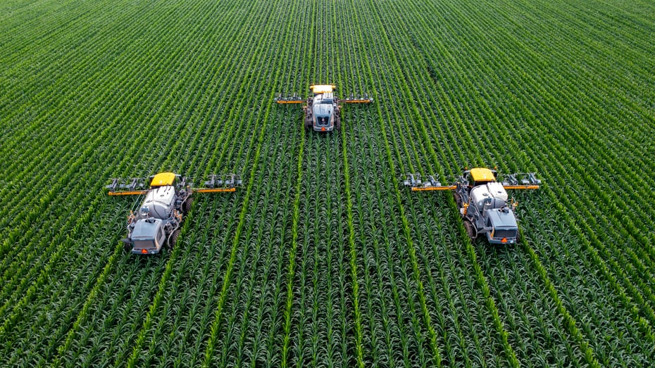 farming equipment in a field